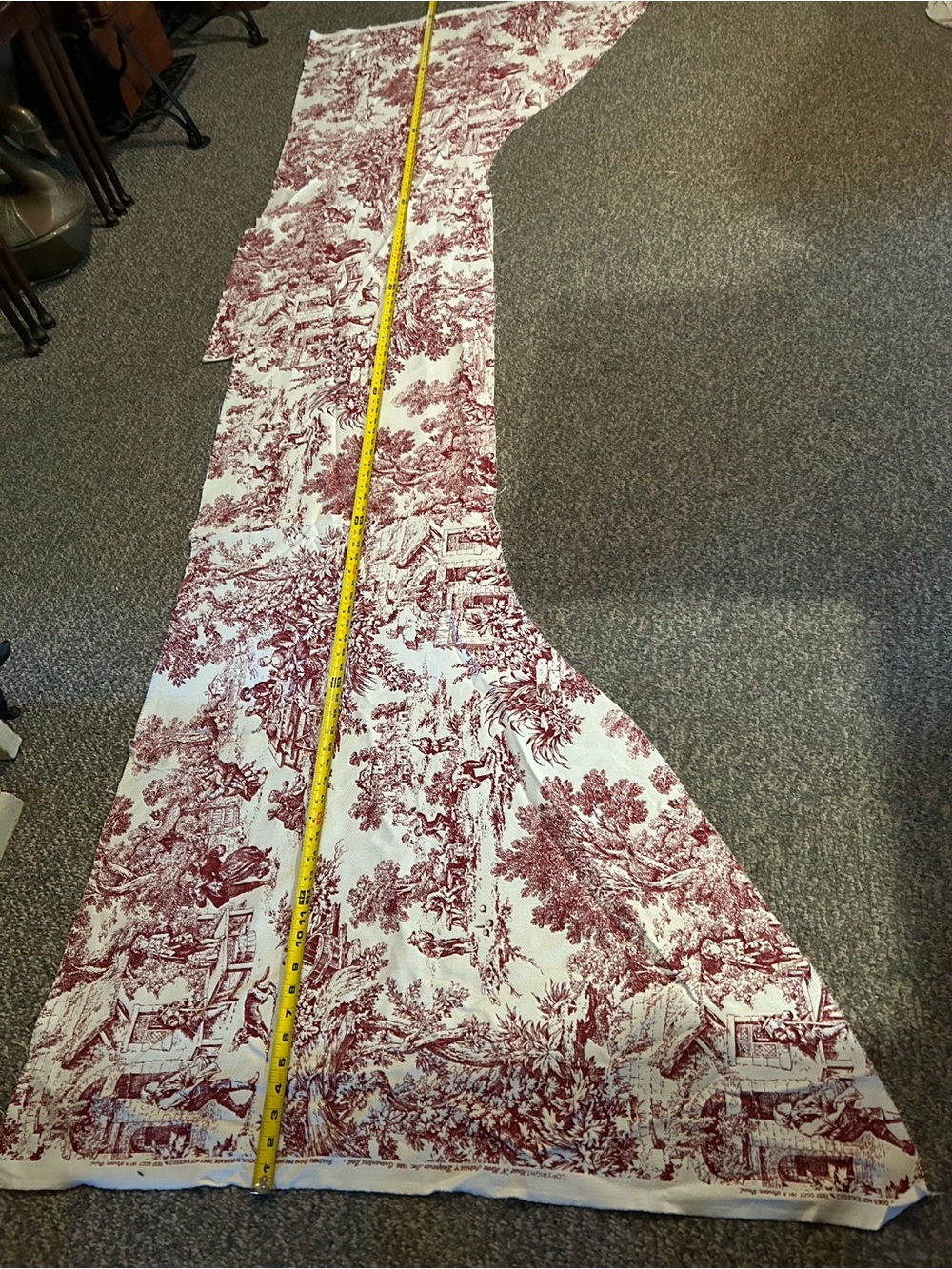 Classic Toile Cotton Fabric Panel in Red and White - Home Bedding